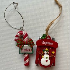 2 Vintage 1990's Personalized "Stephanie" Christmas Tree Ornaments 🎄